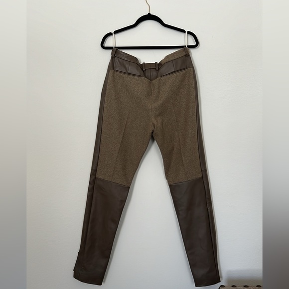 NWT Celine Wool & Leather Two Toned Pheobe Philo Mid Rise Pants Size 42 US 10 - Picture 4 of 12